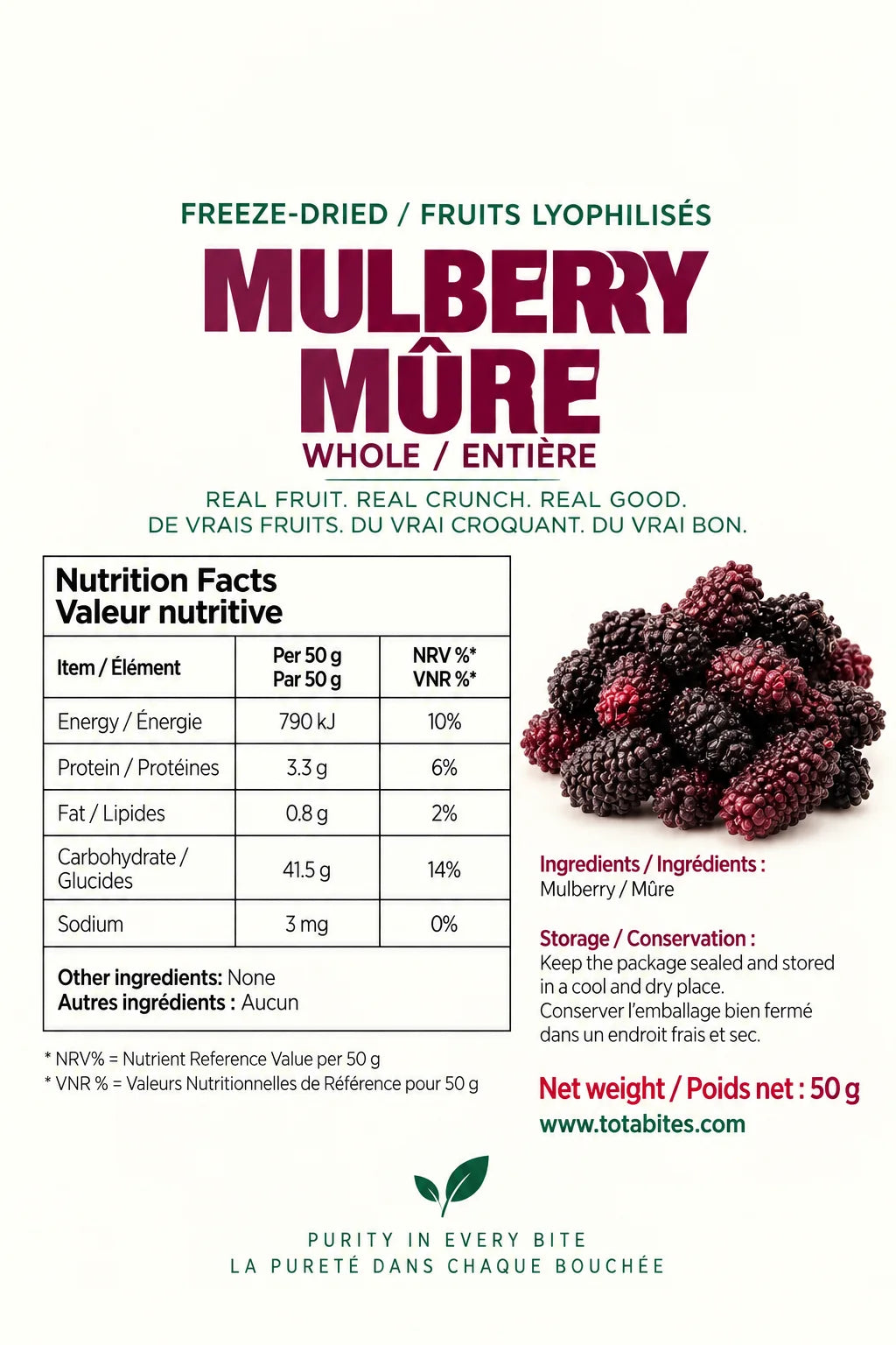 Freeze-Dried Whole Mulberries