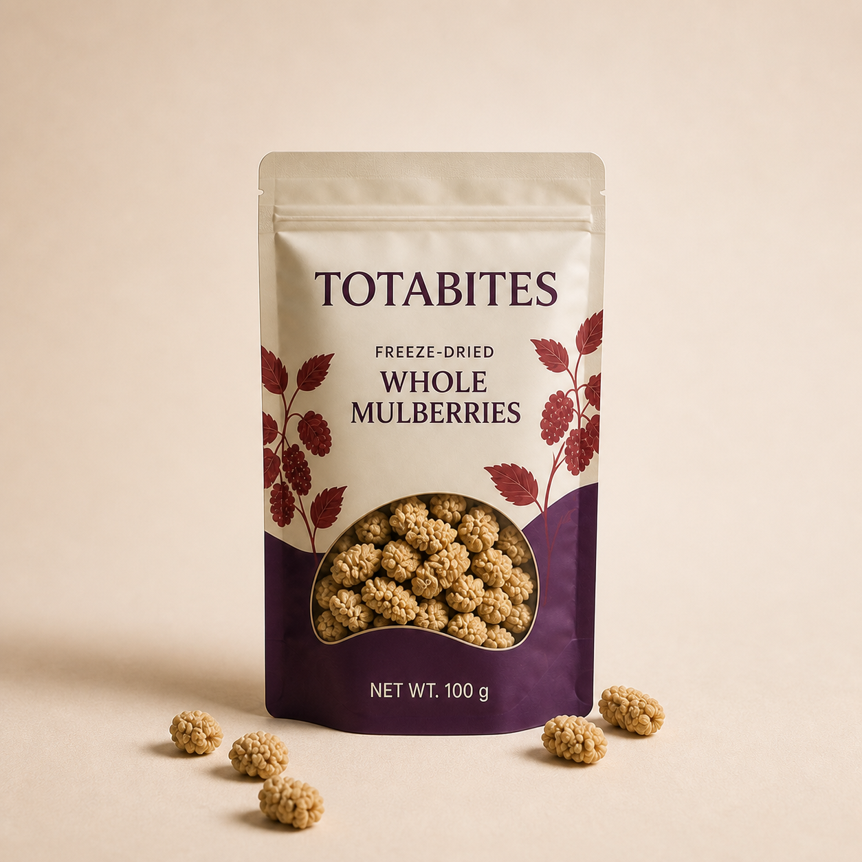 Totabites freeze-dried whole mulberries 100 g pouch