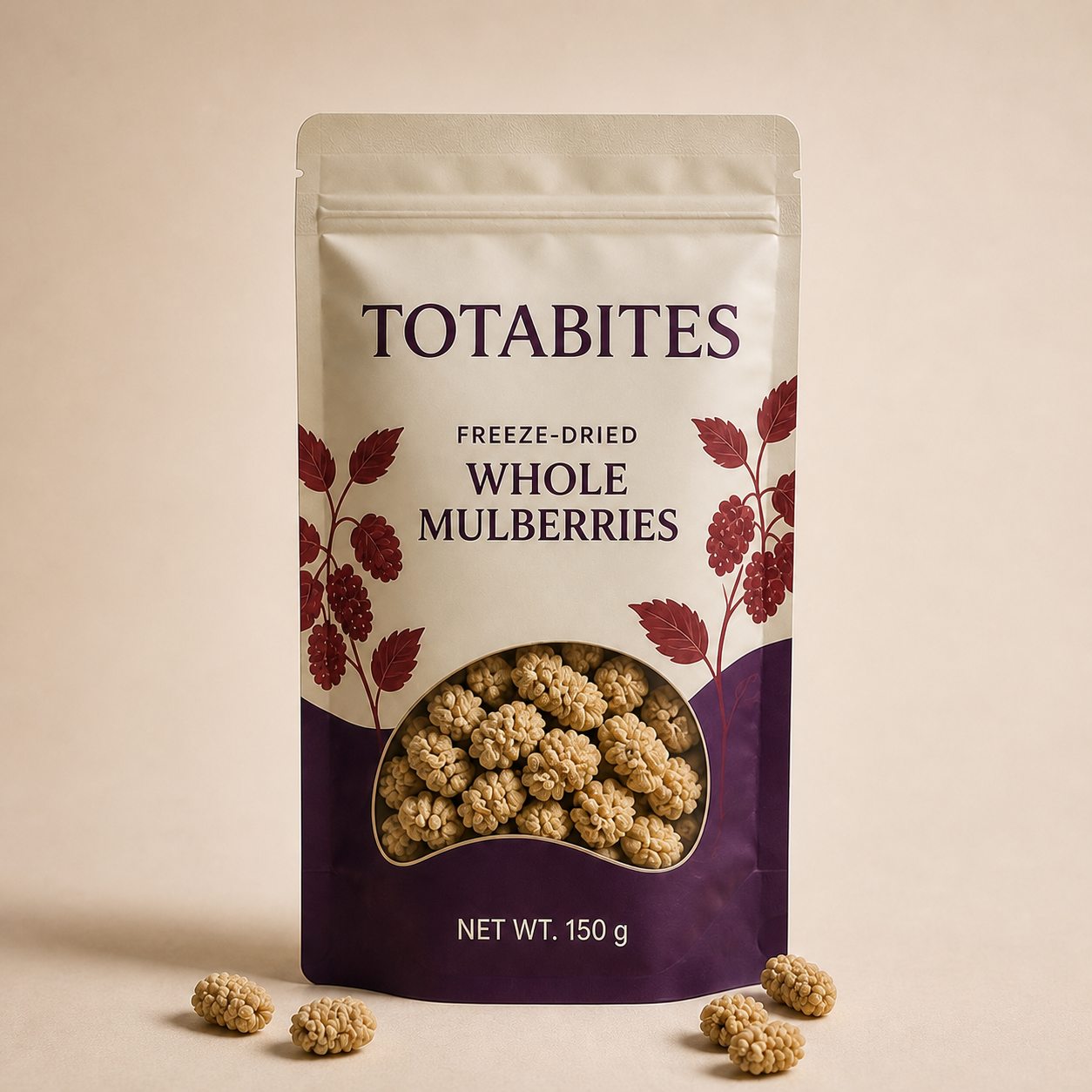 Totabites freeze-dried whole mulberries 150 g pouch
