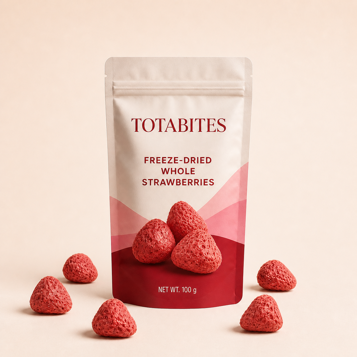 Totabites whole freeze-dried strawberries 100 g pouch