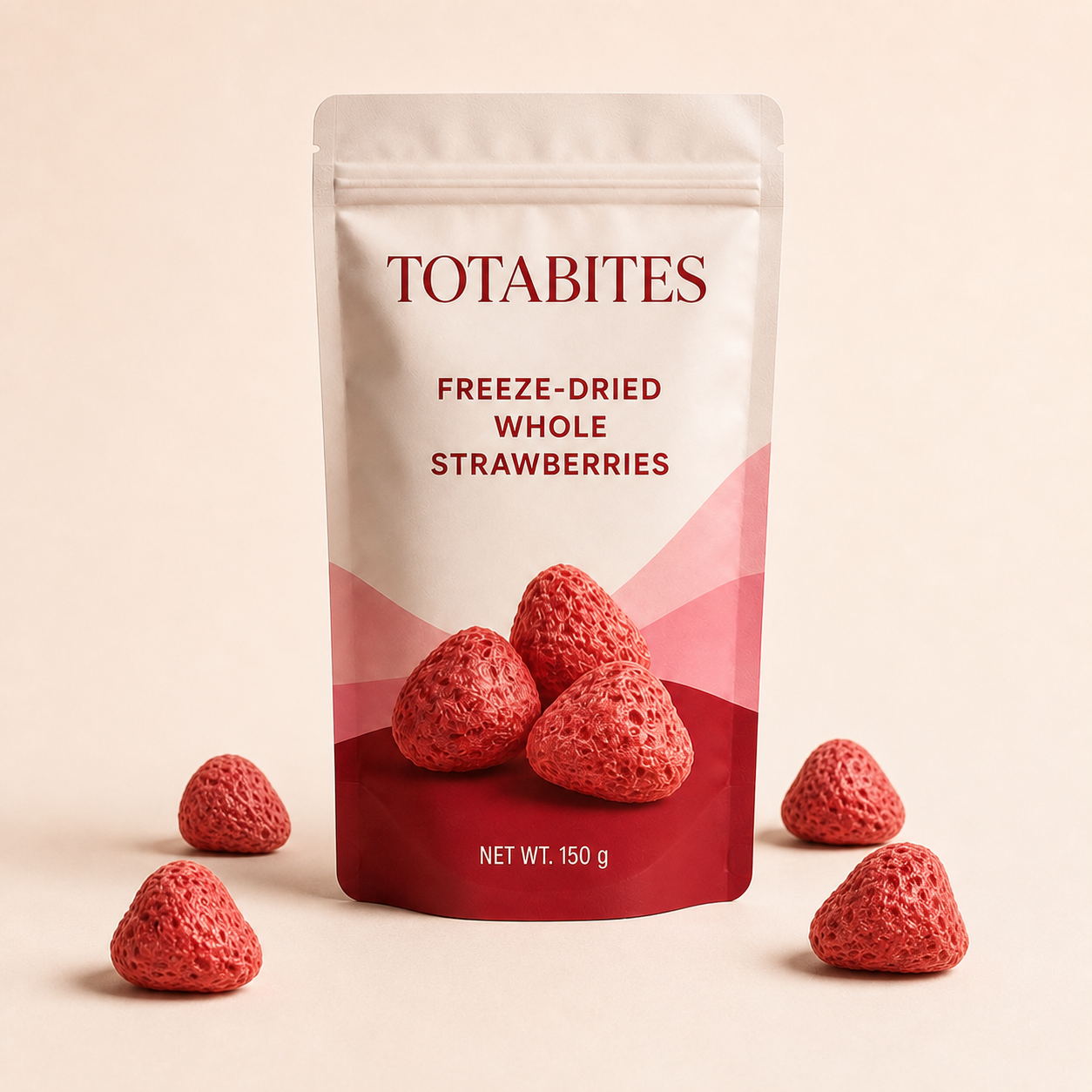 Totabites whole freeze-dried strawberries 150 g pouch