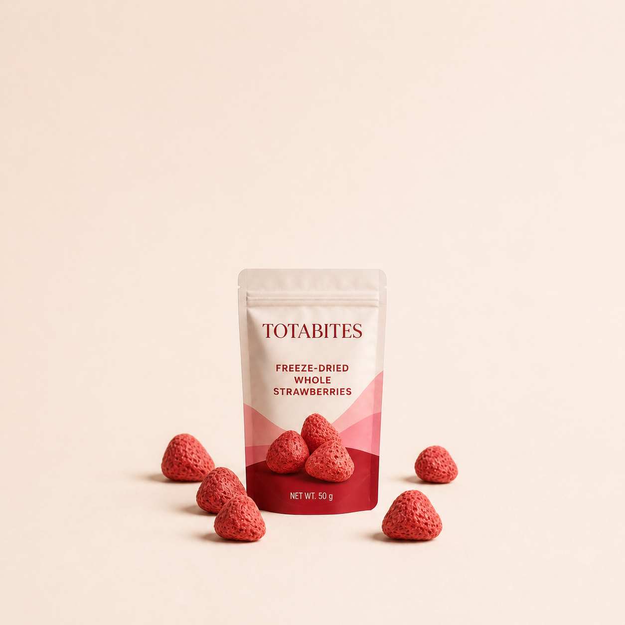 Totabites whole freeze-dried strawberries 50 g pouch